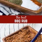 This BBQ rub is the perfect sweet and savory rub for pork and chicken. It's easy to make with ingredients you probably already have in your pantry. Don't grill without it! 