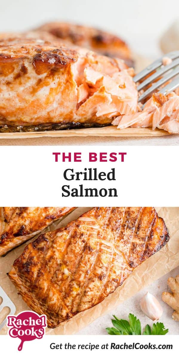 Pinterest image for grilled salmon recipe.