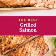 Pinterest image for grilled salmon recipe.