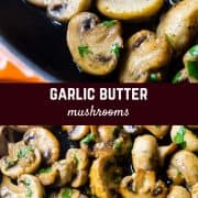 Sautéed Mushrooms swimming in a silky garlic butter sauce...these are mushroom perfection! They are great on steak, chicken, or as a side dish.