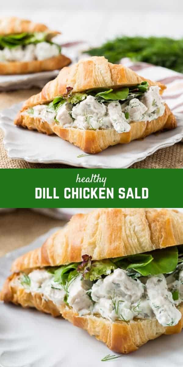 This dill chicken salad is healthy, easy to make and perfect if you like to meal prep! It's great on a croissant, a wrap, a salad, or on its own! Try it today!
