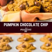 Pinterest title image for Pumpkin Chocolate Chip Muffins.