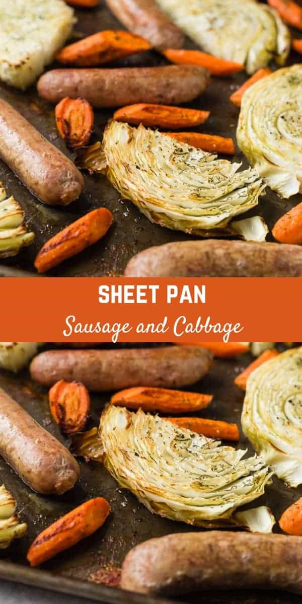 This Sausage Sheet Pan Dinner with Cabbage and Carrots is an easy and delicious meal, made on one pan in about 45 minutes. You're going to love it for busy weeknights!
