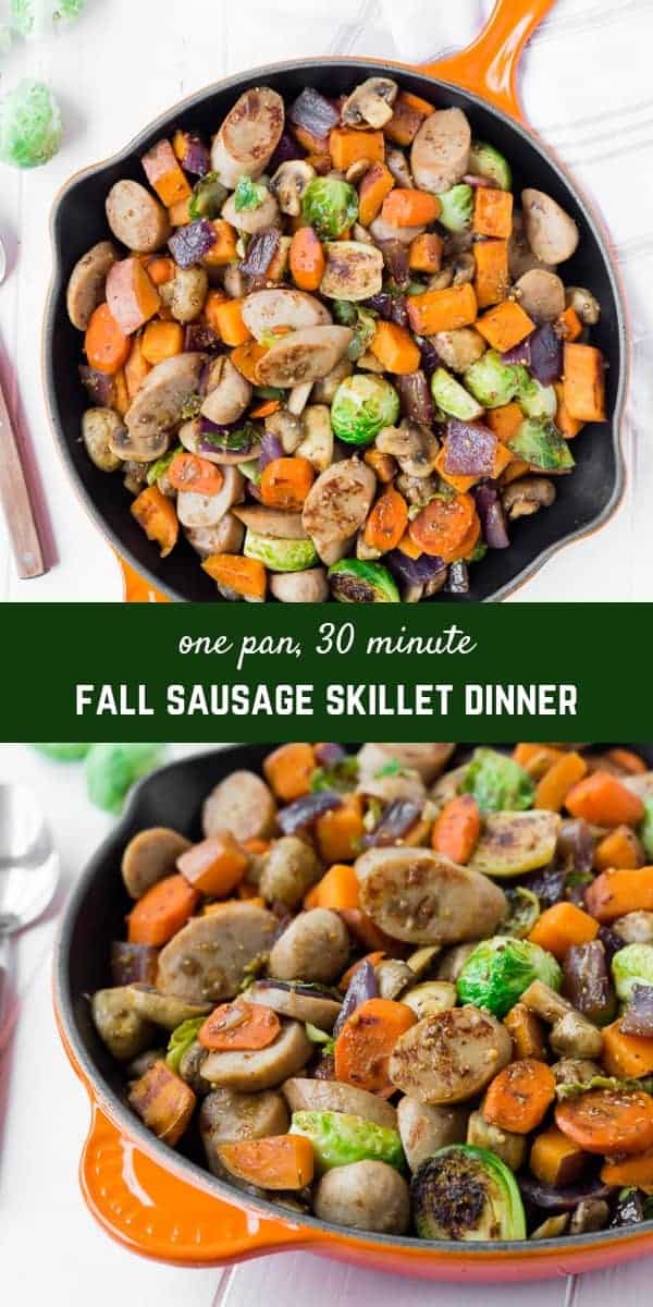 one pan sausage dinner with fall vegetables