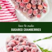 Whether you call them sugared cranberries or candied cranberries, they're the perfect sparkling garnish to nearly any holiday dish or cocktail. They're great on their own, too! 