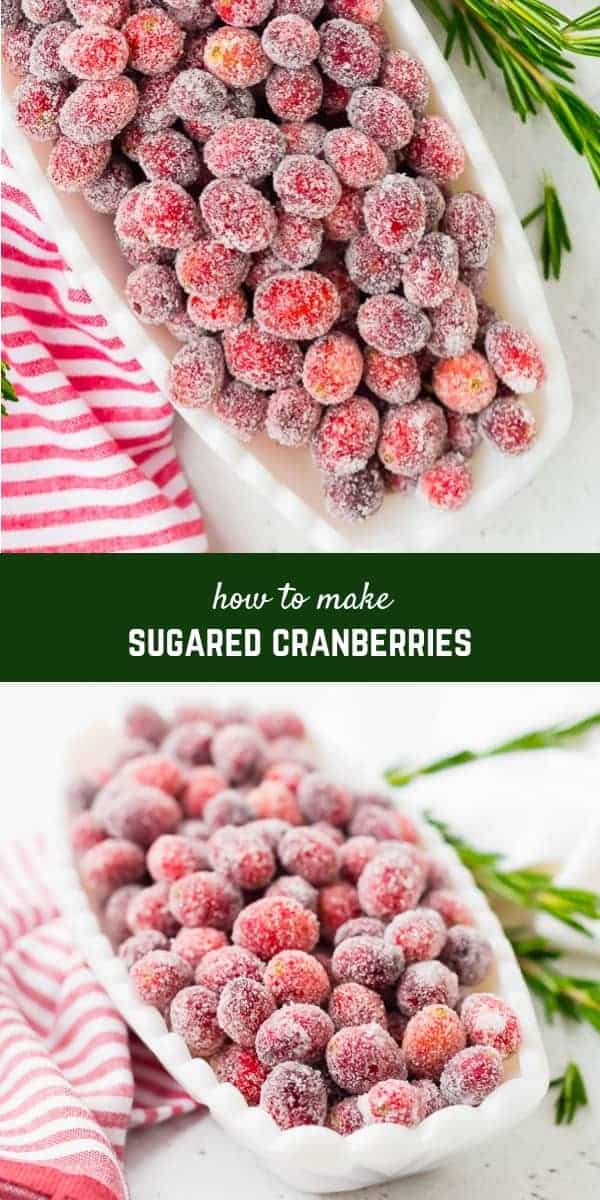 Whether you call them sugared cranberries or candied cranberries, they're the perfect sparkling garnish to nearly any holiday dish or cocktail. They're great on their own, too! 
