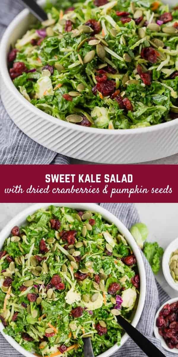 This sweet kale salad is a copycat of the popular bagged salad you find in grocery stores -- but as always, homemade is way better!