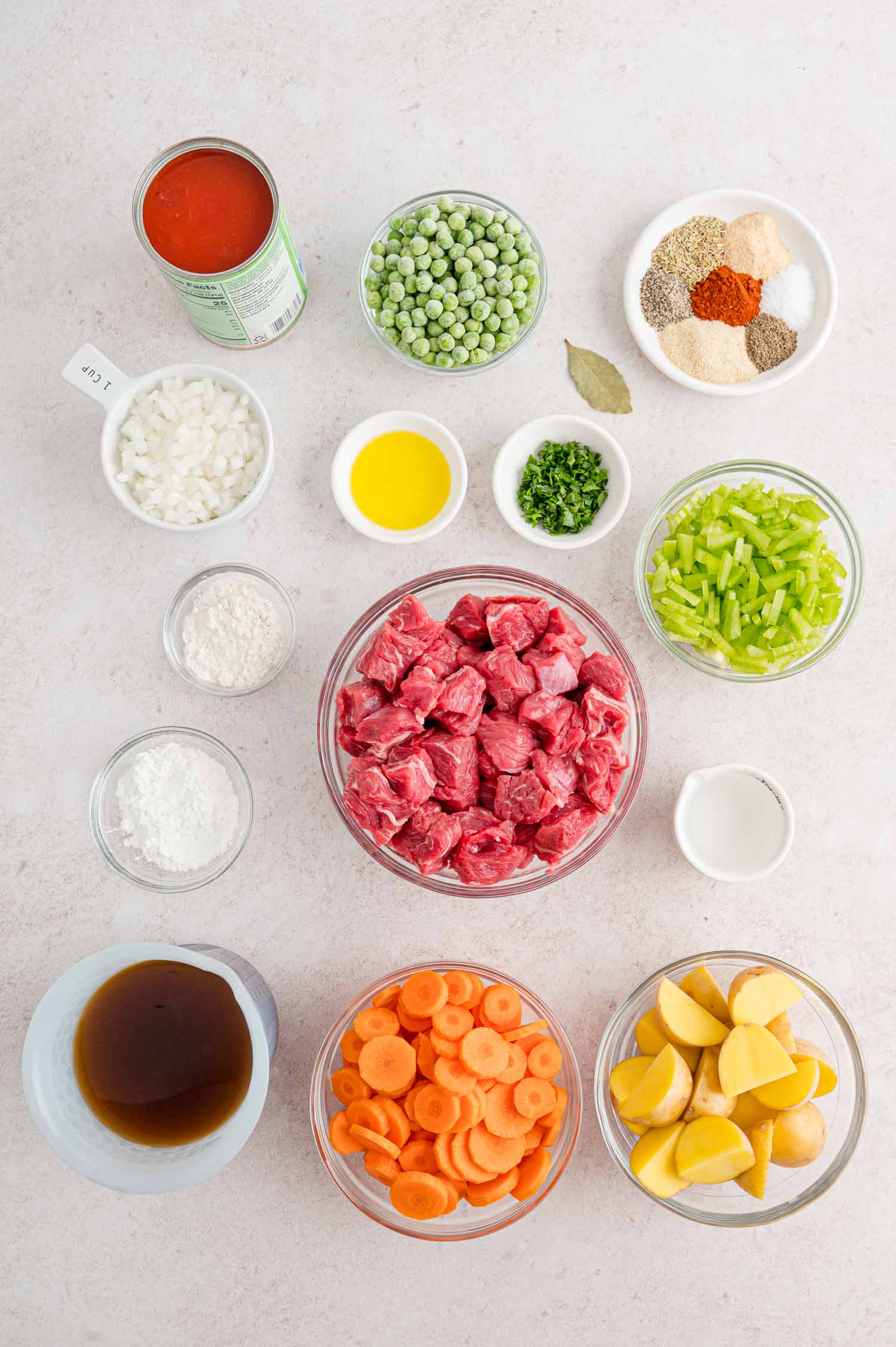 The ingredients for Instant Pot beef stew.