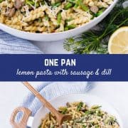 This one pan lemon pasta has some bright spring flavors in a cozy, one pan pasta that's easy to make and even easier to eat. It's the best of both worlds!