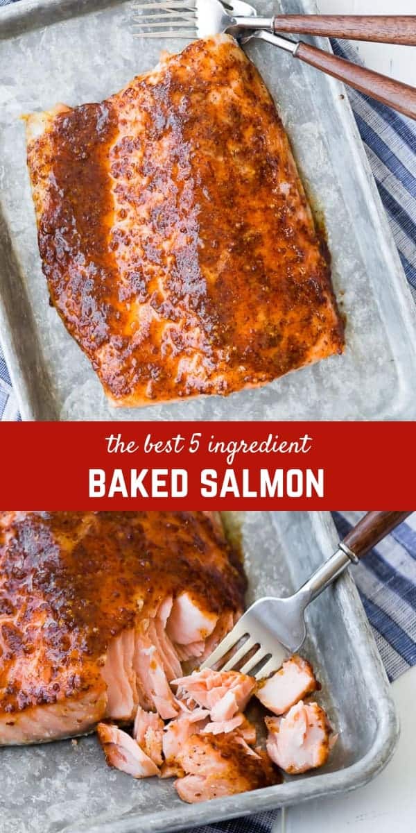 Pinterest title image for Baked Salmon with Maple Mustard Glaze.