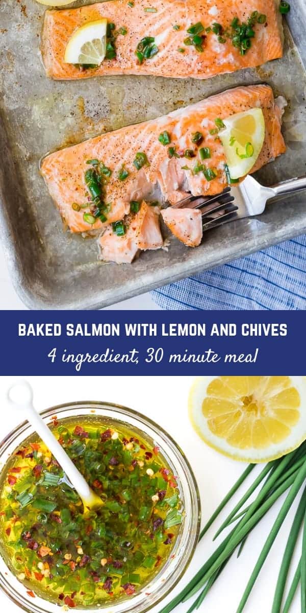 This flavorful and easy baked salmon with lemon and chives is a taste of summer! It is the perfect use for those chives in your garden! 