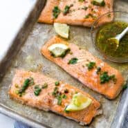 This flavorful and easy baked salmon with lemon and chives is a taste of summer! It is the perfect use for those chives in your garden! 