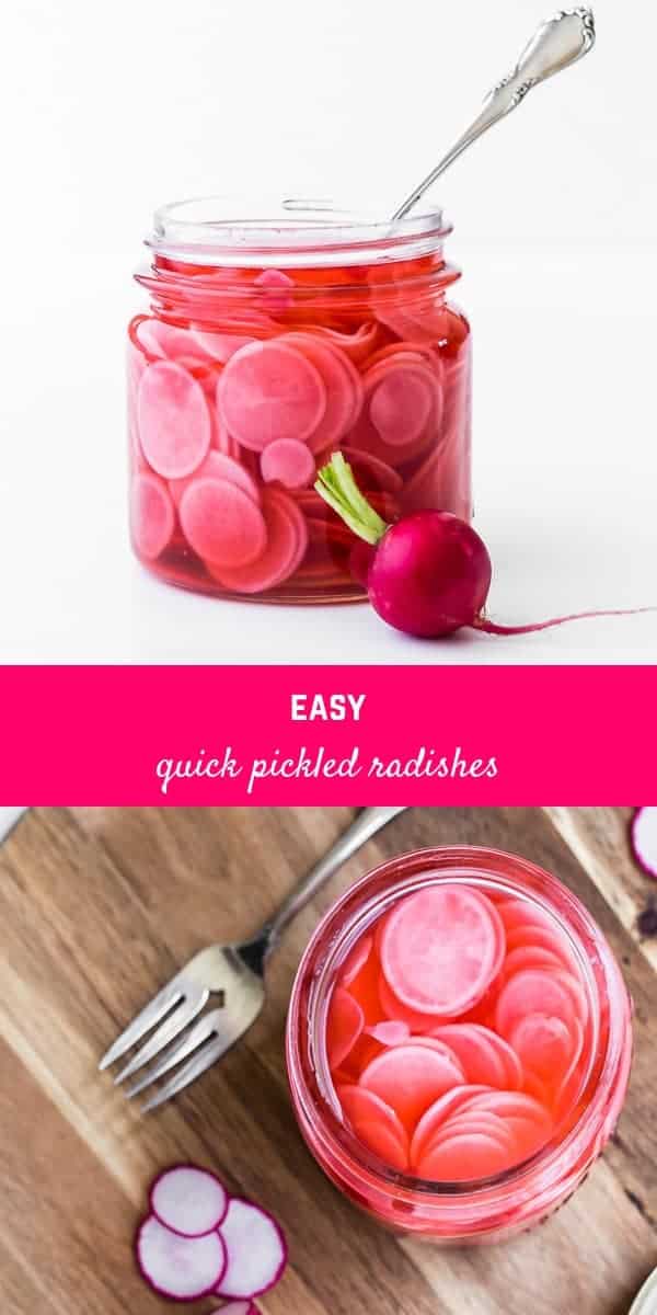 This quick pickled radish recipe makes the best pickled radishes in only about 10 minutes hands-on time! They're great on tacos, avocado toast, pulled pork, and more! 