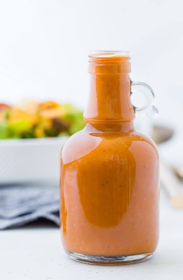 The perfect blend of tangy and sweet, this homemade catalina dressing is great on homemade taco salads and so much else!