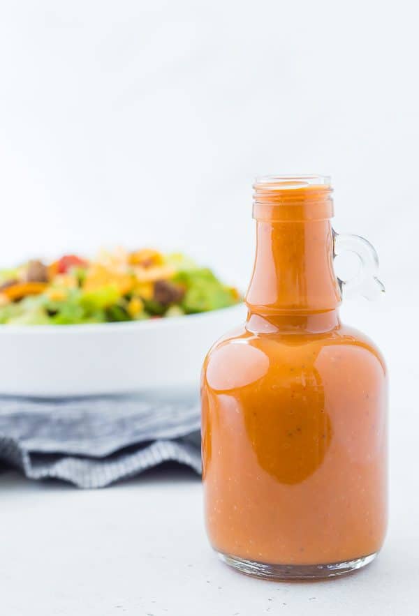 The perfect blend of tangy and sweet, this homemade catalina dressing is great on homemade taco salads and so much else!