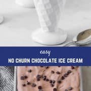 Creamy and smooth no churn chocolate ice cream is easy to make without an ice cream maker! Add chocolate chips for double the chocolate!