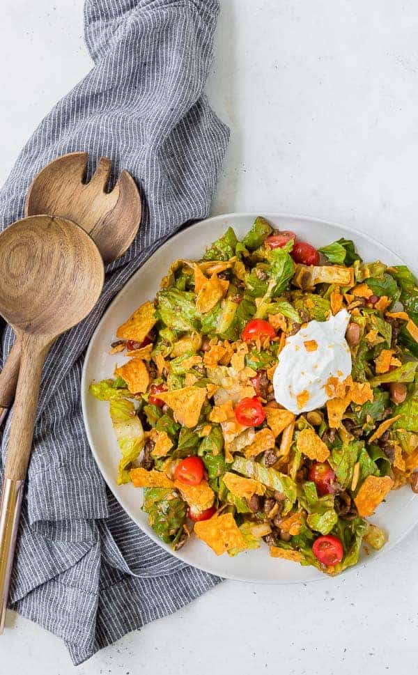 Photo of taco salad with doritos.