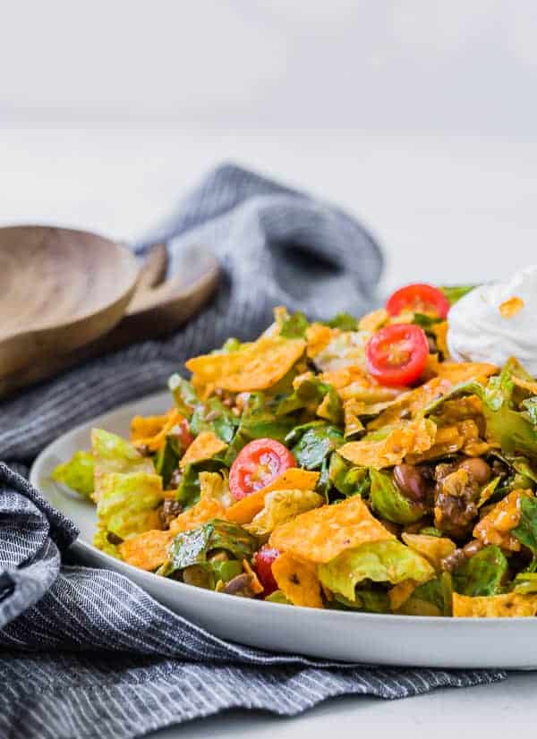 This is the best classic taco salad recipe that everyone LOVES. You'll also find lots of ways to adapt it and make it just the way you like it!
