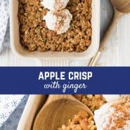 A fun twist on the standard apple crisp, this apple crisp with ginger is going to delight your taste buds and have you coming back for more and more!