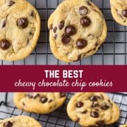 These are the best chewy chocolate chip cookies, and they're so easy to make! They're going to quickly become a go-to in your house!