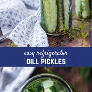 You're going to love these easy refrigerator dill pickles! You can make your own homemade dill pickles in less than fifteen minutes, no canning necessary!