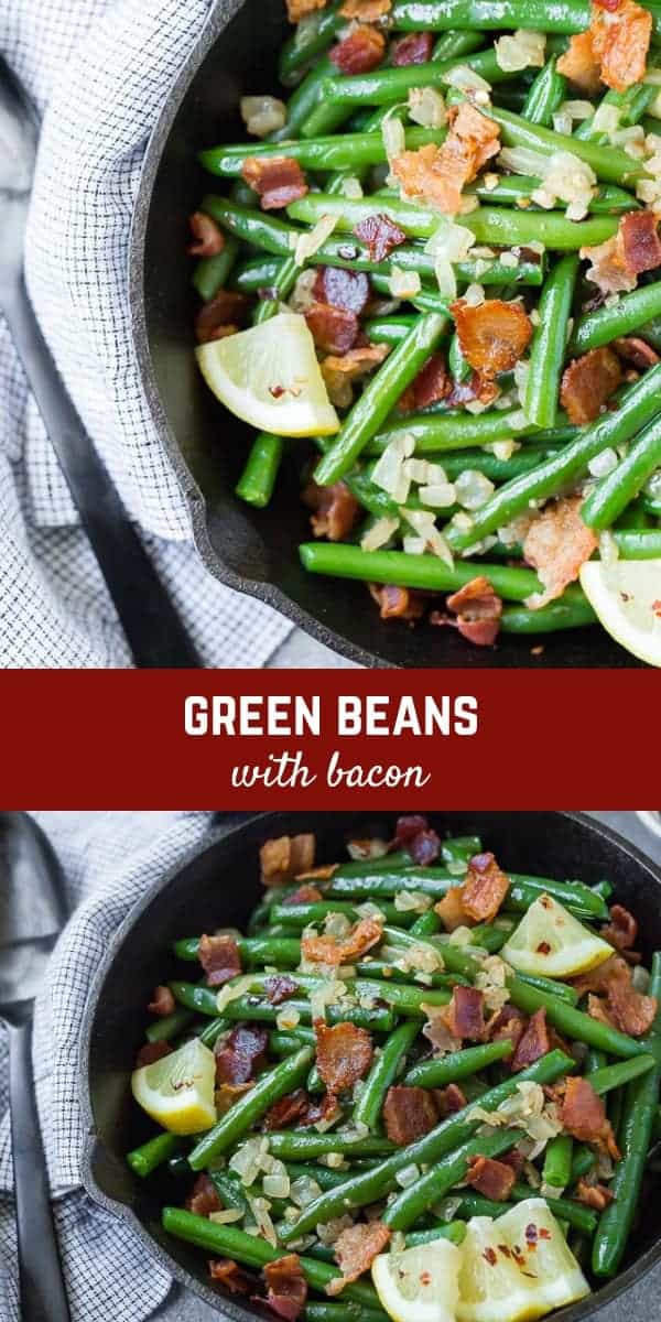 A match made in heaven, these green beans with bacon are completely irresistible. They very well might be your new favorite green bean recipe! 