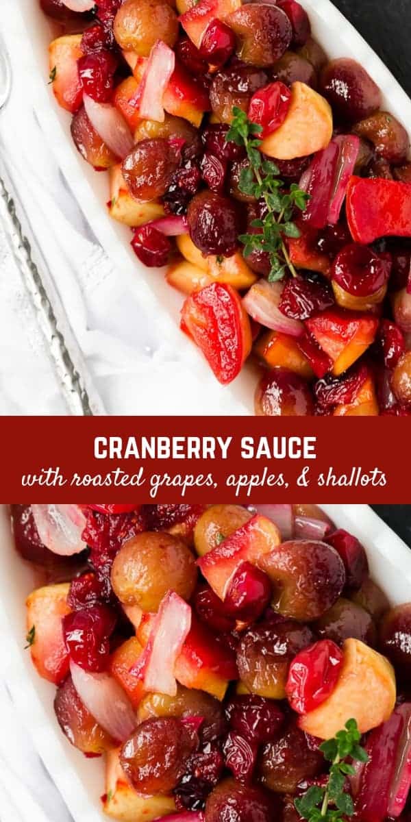 Cranberry sauce with grapes and shallots.
