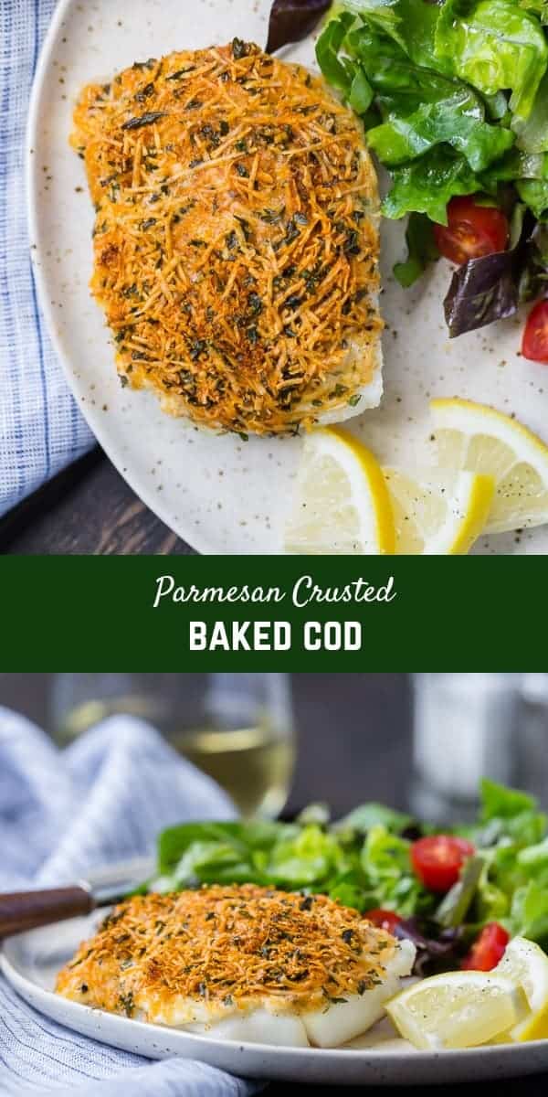 Mild tasting cod encased in a flavorful, crispy crust, this Parmesan baked cod is a simple and delicious way to add healthy seafood to your weekday menu. High in protein and low in fat, inexpensive cod is a great choice. 