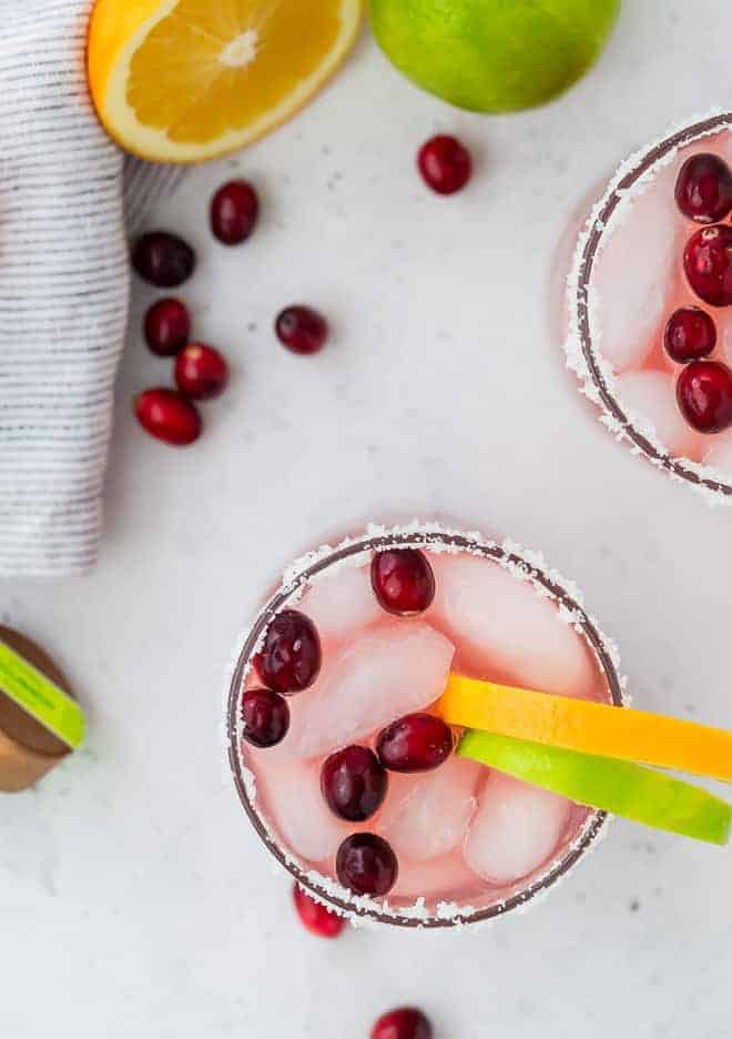 This cranberry margarita recipe is a festive addition to your Thanksgiving or Christmas menu, but is 100% delicious all year round!