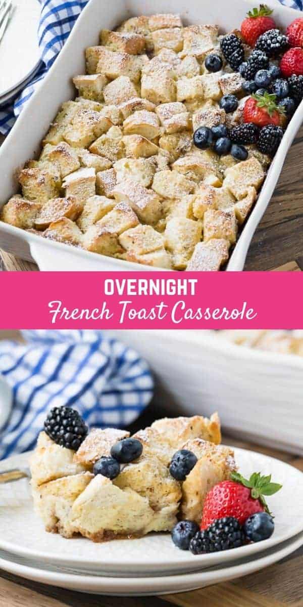 Overnight French toast casserole is a delicious way to prepare breakfast the night before. You'll love this make ahead baked version of French toast, with no messy skillet or griddle to clean. 