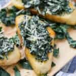 Image of creamy kale bruschetta, aka crostini