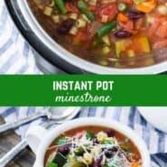 Chock full of nutritious and tasty vegetables, kidney beans, and pasta, this hearty Instant Pot minestrone soup can be made in less than an hour. Perfect on a cold winter's night, it tastes like a sunny garden!