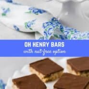 A family favorite, these homemade Oh Henry bars are based on a candy bar made by Nestlé. You'll love the sweet chewy oat base, topped with rich peanutty fudge.