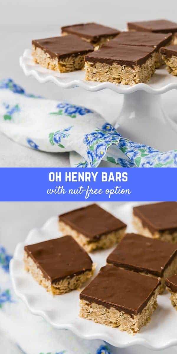 A family favorite, these homemade Oh Henry bars are based on a candy bar made by Nestlé. You'll love the sweet chewy oat base, topped with rich peanutty fudge.