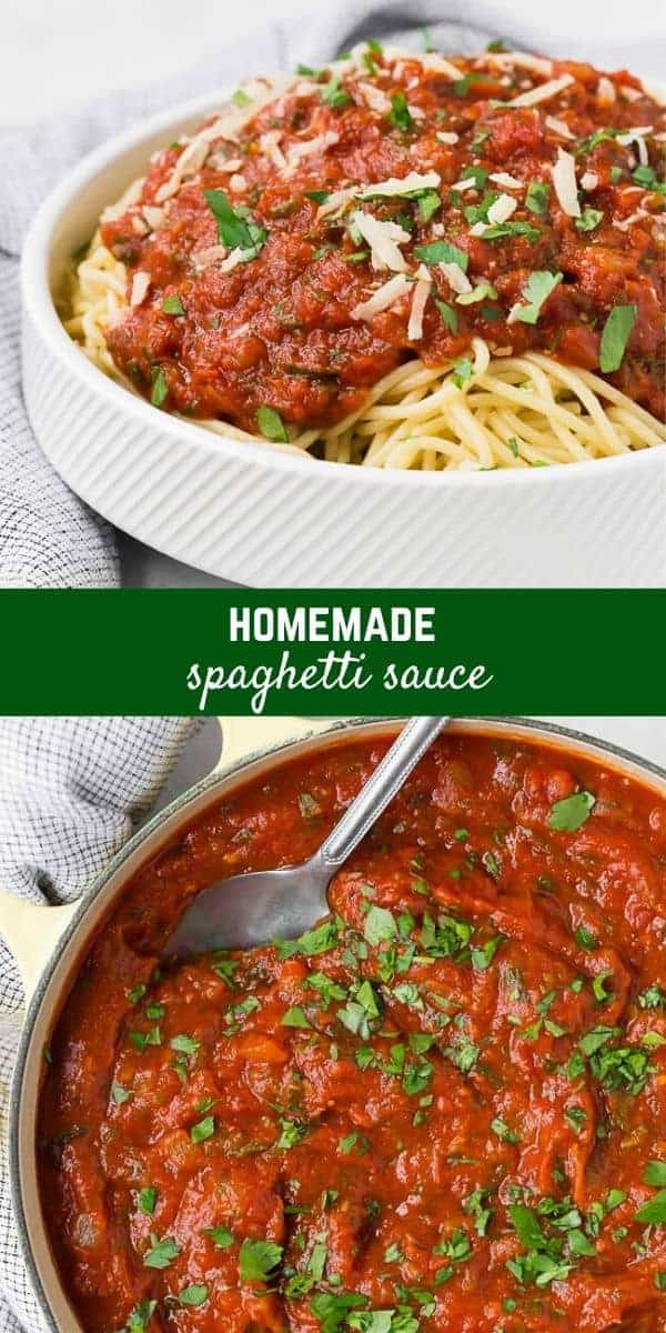 Rich with tomatoes and herbs, this classic Italian recipe for homemade spaghetti sauce may become a family tradition in your home. A pot of spaghetti sauce simmering on the stove will have everyone coming to the kitchen to see what's cooking. 