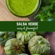 Literally translated "green sauce", homemade salsa verde is tangy, lightly spicy, and bursting with herbal flavor. So delicious, you'll want to eat it by the spoonful!