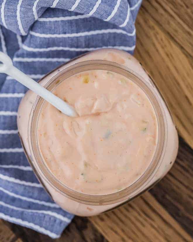 Image of thousand island dressing, homemade.