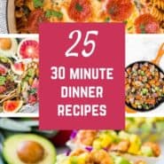Looking for tasty dinner time ideas that can be made in a half hour or less? Check out this wide-ranging collection of twenty-five 30 minute dinners. Delicious, easy, quick, and filling: isn't that just what you're looking for?