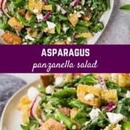 Asparagus panzanella is a unique spring time take on a traditional summer salad. You'll love this delightful salad of crisp asparagus, homemade croutons, fresh mint, and feta cheese!