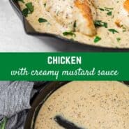 This chicken with mustard sauce is an easy and elegant one pan meal. The amazing creamy dijon sauce with rosemary will have you wanting to lick your plate clean! 