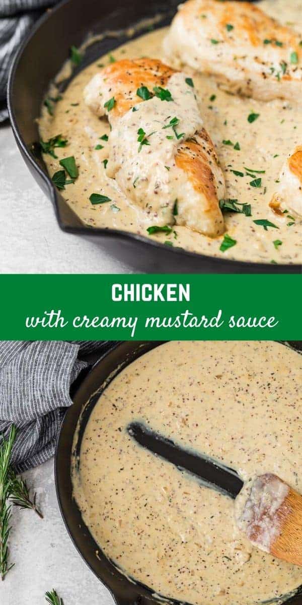 This chicken with mustard sauce is an easy and elegant one pan meal. The amazing creamy dijon sauce with rosemary will have you wanting to lick your plate clean! 