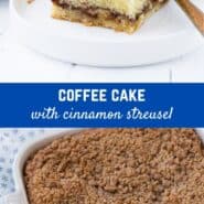 Rich with butter and sour cream, and topped with sweet cinnamon streusel, this classic coffee cake recipe is perfect with a steaming cup of coffee or tea. 