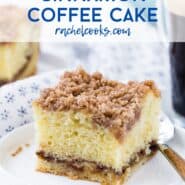 Rich with butter and sour cream, and topped with sweet cinnamon streusel, this classic coffee cake recipe is perfect with a steaming cup of coffee or tea. 