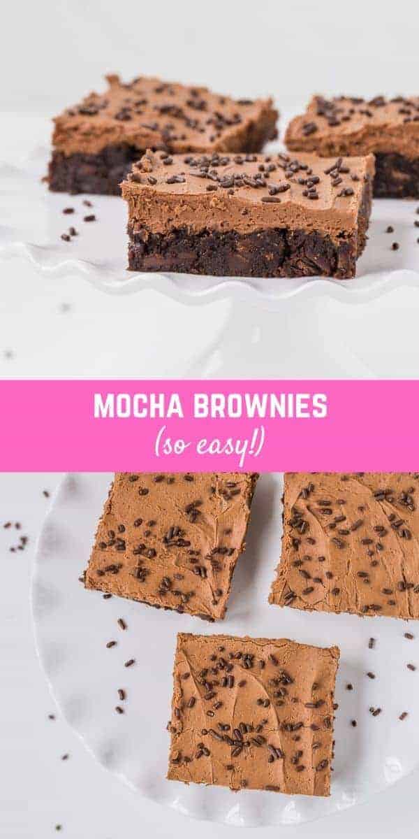 Fancy up your favorite brownie mix by adding espresso powder and chocolate chips. Top it with espresso flavored buttercream frosting and you have mocha brownies, an irresistible dessert!