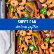 What's not to love about sheet pan shrimp fajitas? Flavorful shrimp, colorful bell peppers, and sweet red onions, roasted on one pan in the oven for easy cleanup. 