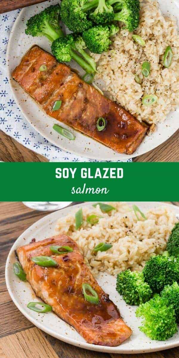 Savory oven-baked glazed salmon, marinated and seasoned perfectly with soy sauce, garlic, and honey. Easy to prepare and fancy enough to serve to guests.