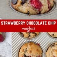 Fresh strawberries and oozing dark chocolate are deliciously combined in strawberry chocolate chip muffins. Better for you than bakery muffins, you'll love this recipe.