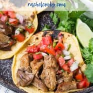 Carnitas in a corn tortilla with pico de gallo.