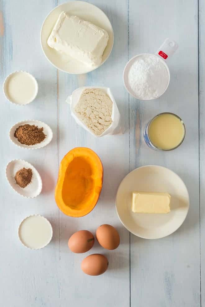 Ingredients for pumpkin poke cake.