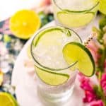 Beautiful cocktails made with gin and tonic water and lime.